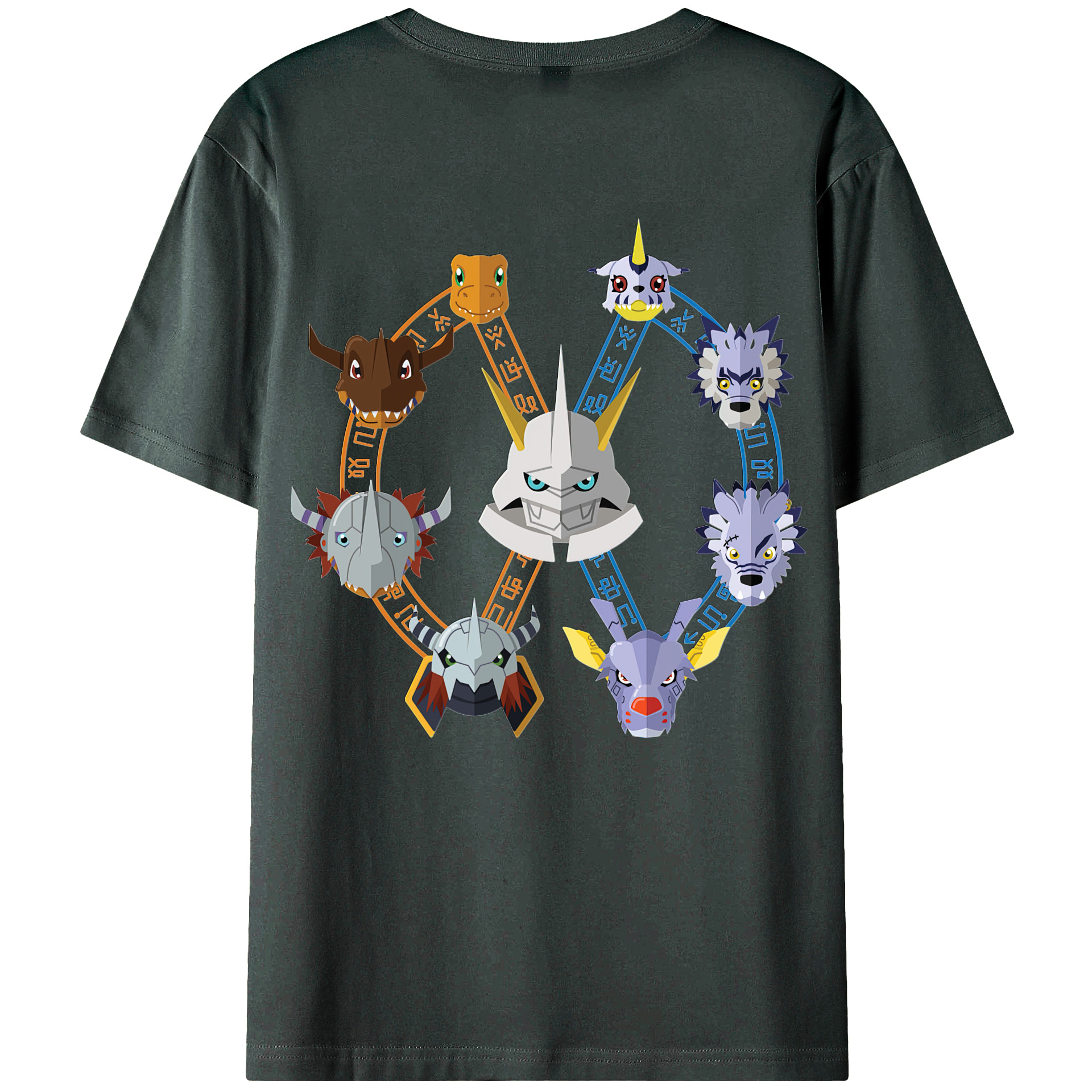 （画像用） Digimon デジタルモンスター/デジモン 綿100％ メンズ半袖Tシャツ（バックプリント） 通気性